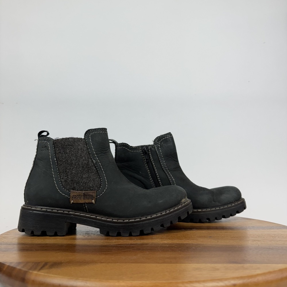 Womens Josef Seibel Marta 03 Black Leather Faux Wool Chelsea Boots Size 37 GUC